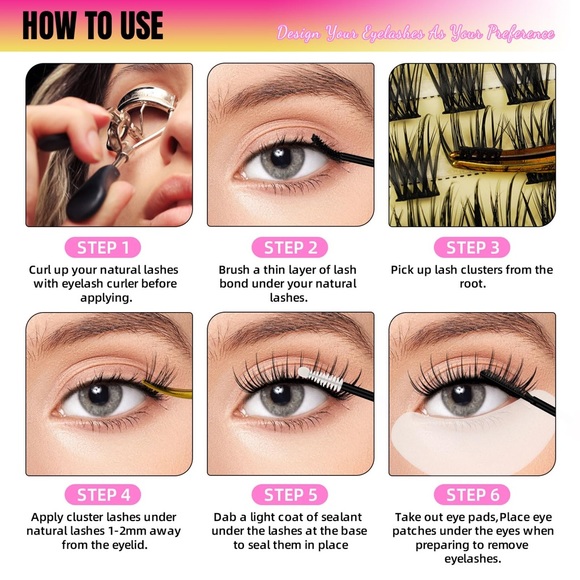 DIY Lash Extension Kit w/72 Pcs D Curl Cluster Lashes Bond & Seal Lashes Remover - Picture 5 of 9